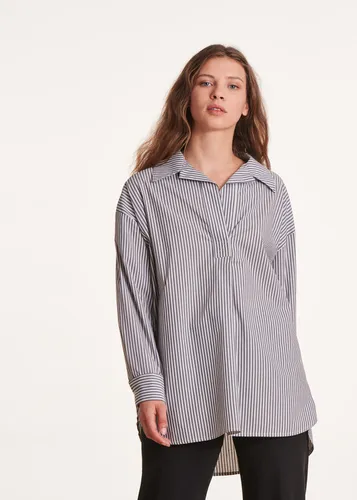 Chemise oversize longue à rayures blanc et noir - La Fée Maraboutée - Modalova