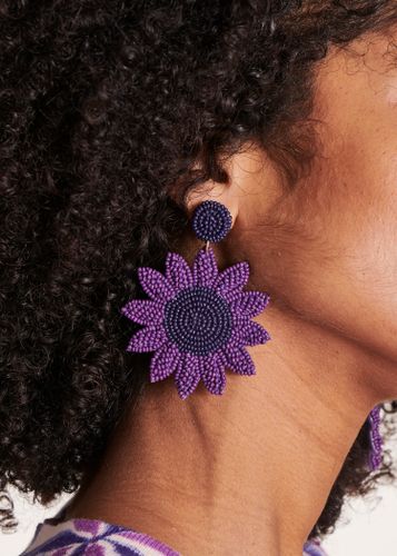 Boucles d'oreilles fleurs violettes en perles - La Fée Maraboutée - Modalova