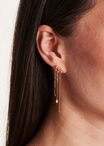 Boucles d'oreilles dorées chaînes pendantes - La Fée Maraboutée - Modalova