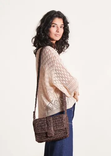 Sac besace raphia marron - La Fée Maraboutée - Modalova