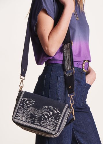 Sac besace bleu en jacquard - La Fée Maraboutée - Modalova