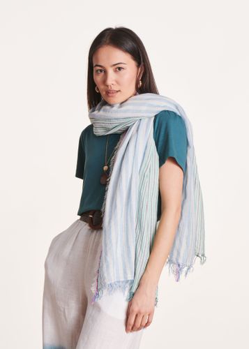 Foulard fines rayures en coton vert - La Fée Maraboutée - Modalova