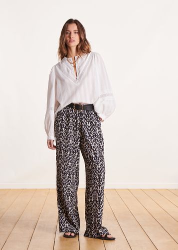 Pantalon fluide à imprimé et blanc taille élastique - La Fée Maraboutée - Modalova