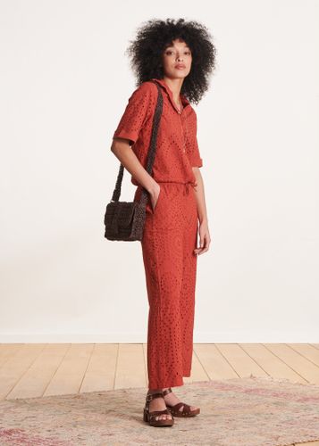 Pantalon terracotta en broderie anglaise - La Fée Maraboutée - Modalova