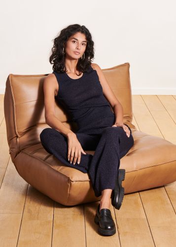 Pantalon ample bleu foncé en maille irisée taille élastique - La Fée Maraboutée - Modalova