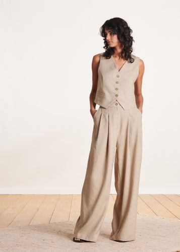 Pantalon ample beige à taille haute - La Fée Maraboutée - Modalova
