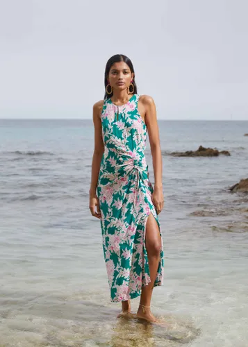 Robe mi-longue fluide et à imprimé fleuri - La Fée Maraboutée - Modalova