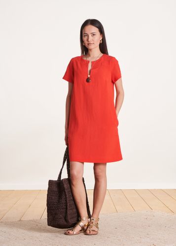 Robe courte droite orange à manches courtes - La Fée Maraboutée - Modalova