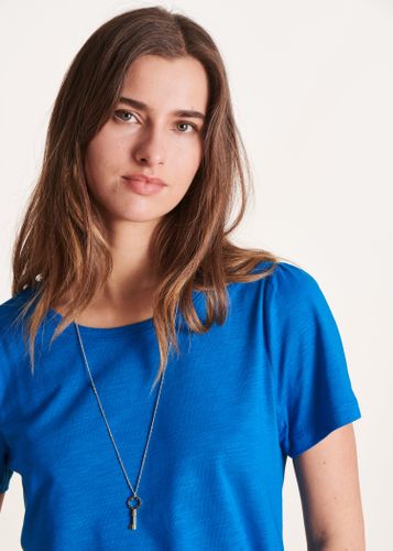 T-shirt bleu à manches courtes en modal - La Fée Maraboutée - Modalova