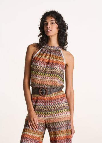 Top sans manches en crochet kaki - La Fée Maraboutée - Modalova