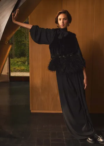 Manteau court sans manches effet patchwork - La Fée Maraboutée - Modalova