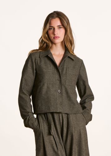 Veste courte en tweed kaki - La Fée Maraboutée - Modalova