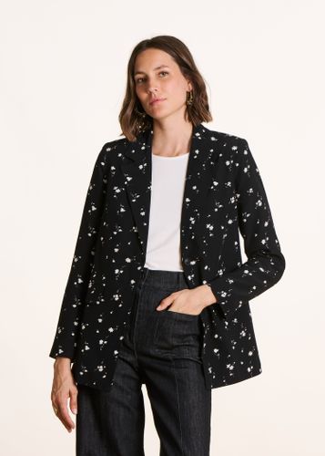 Veste tailleur et blanc à imprimé fleurs - La Fée Maraboutée - Modalova