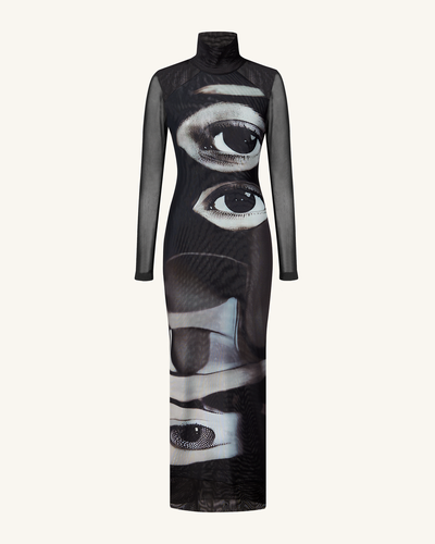 Robe en résille à imprimé yeux Sophia - Noir/Blanc - JW PEI - Modalova