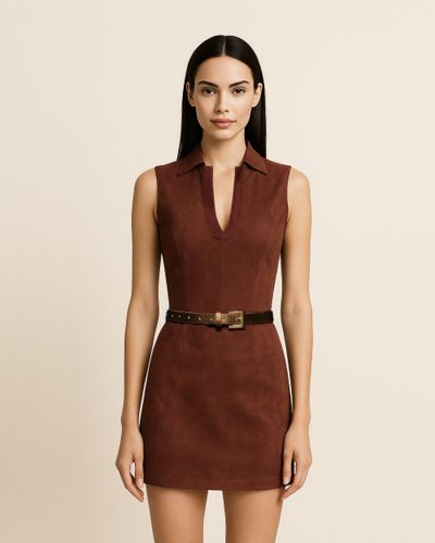 Robe mini sans manches Ariana en daim - Bourgogne - JW PEI - Modalova