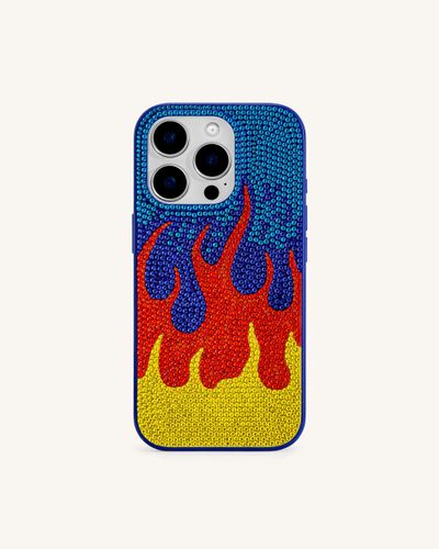 Coque iPhone à Motif Flamme – Bleu Multicolore - JW PEI - Modalova