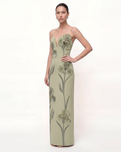 Iris Robe longue bustier brodée à encolure crantée - Vert sauge - JW PEI - Modalova