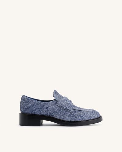 Mocassin Micah en Denim Gaufré à Semelle Épaisse - Bleu - JW PEI - Modalova