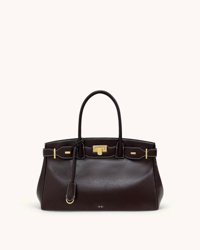 Sac cabas Ziva avec décoration à fermoir en métal – Marron Foncé - JW PEI - Modalova