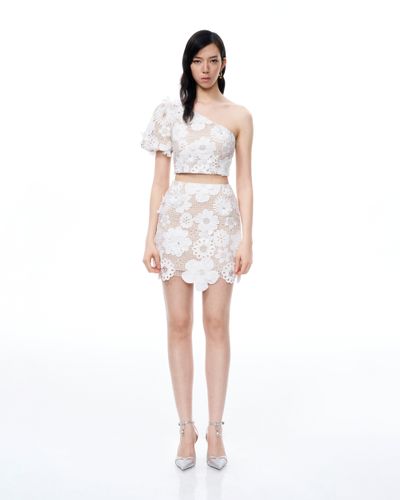 Tailleur robe en dentelle brodée Ophelia – Épaule unique – Blanc - JW PEI - Modalova