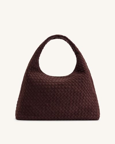 Sac à bandoulière tressé en suédine Iaura - Marron Foncé - JW PEI - Modalova