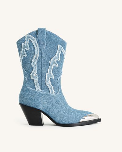 Riya Denim Cowboy Boot - Bleu - JW PEI - Modalova