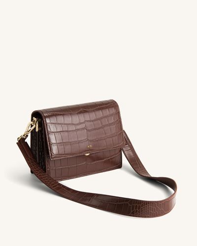 Mini sac bandoulière à rabat - Croco Umber - JW PEI - Modalova