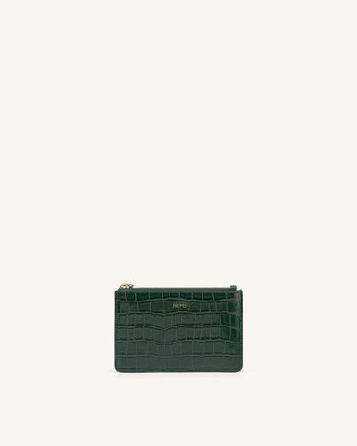 Porte-cartes Zippé Quinn - Vert Foncé Effet Croco - JW PEI - Modalova