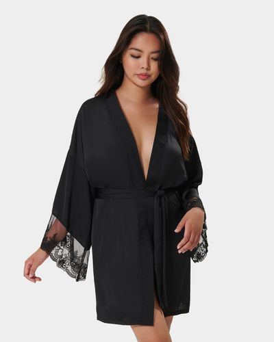 Marseille Luxury Satin Kimono Black - Bluebella - US - Modalova