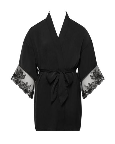 Marseille Luxury Satin Kimono Black - Bluebella - US - Modalova