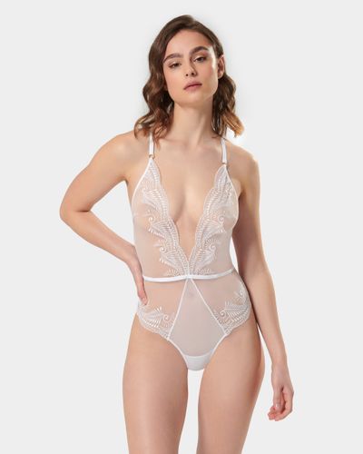 Rafaela Embroidered Sheer Bodysuit White - White / XL - Bluebella - US - Modalova