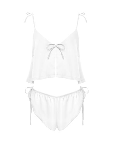 Ottilie Luxury Satin Crop Cami and Short Set White - Bluebella - US - Modalova