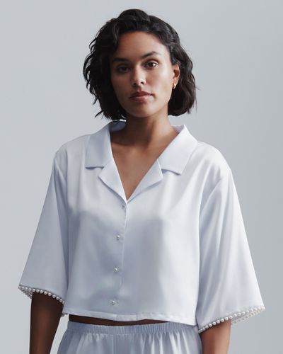 Pearl Luxury Satin Shirt White/Pearl - Bluebella - US - Modalova