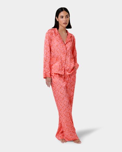 Tabitha Luxury Satin Long Pyjama Set Hot Coral/Dianthus Pink - Pink / S - Bluebella - US - Modalova