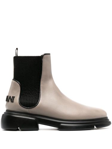 Logo Leather Ankle Boots - Emporio Armani - Modalova