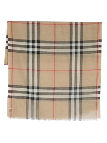 Check Motif Wool And Silk Blend Scarf - Burberry - Modalova