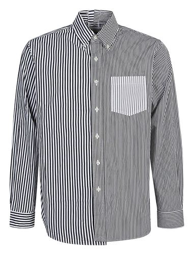 Contrast Striped Cotton Shirt - E.l.v. Denim - Modalova