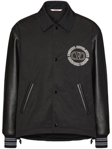Leather Sleeves Nylon Bomber Jacket - Valentino - Modalova