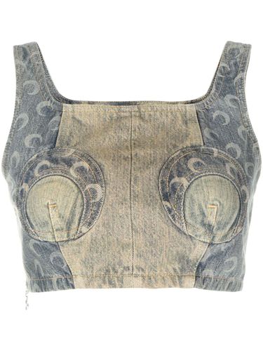 Denim Cropped Bustier - Marine Serre - Modalova