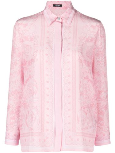 Barocco Print Crepe De Chine Shirt - Versace - Modalova