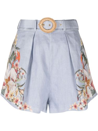 Floral Print Linen Shorts - Zimmermann - Modalova