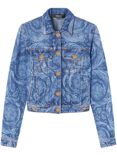 Barocco Print Denim Jacket - Versace - Modalova