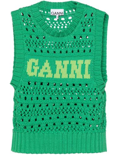 GANNI - Logo Cotton Blend Vest - Ganni - Modalova