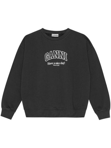 Logo Organic Cotton Sweatshirt - Ganni - Modalova