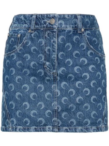 Moon Print Denim Mini Skirt - Marine Serre - Modalova