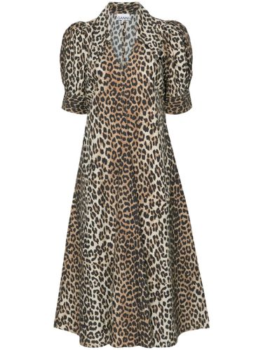 Leopard Print Organic Cotton Midi Skirt - Ganni - Modalova