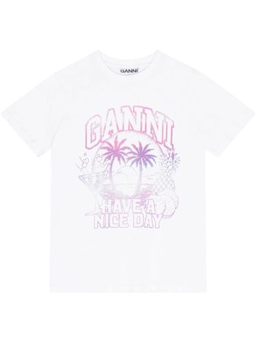 Cocktail Print Organic Cotton T-shirt - Ganni - Modalova