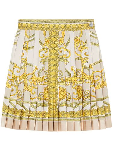 Barocco Print Silk Pleated Mini Skirt - Versace - Modalova