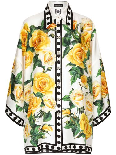 Roses Print Silk Shirt - Dolce & Gabbana - Modalova