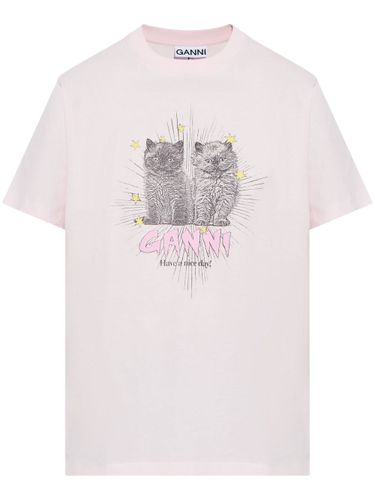 Kittens Print Cotton T-shirt - Ganni - Modalova